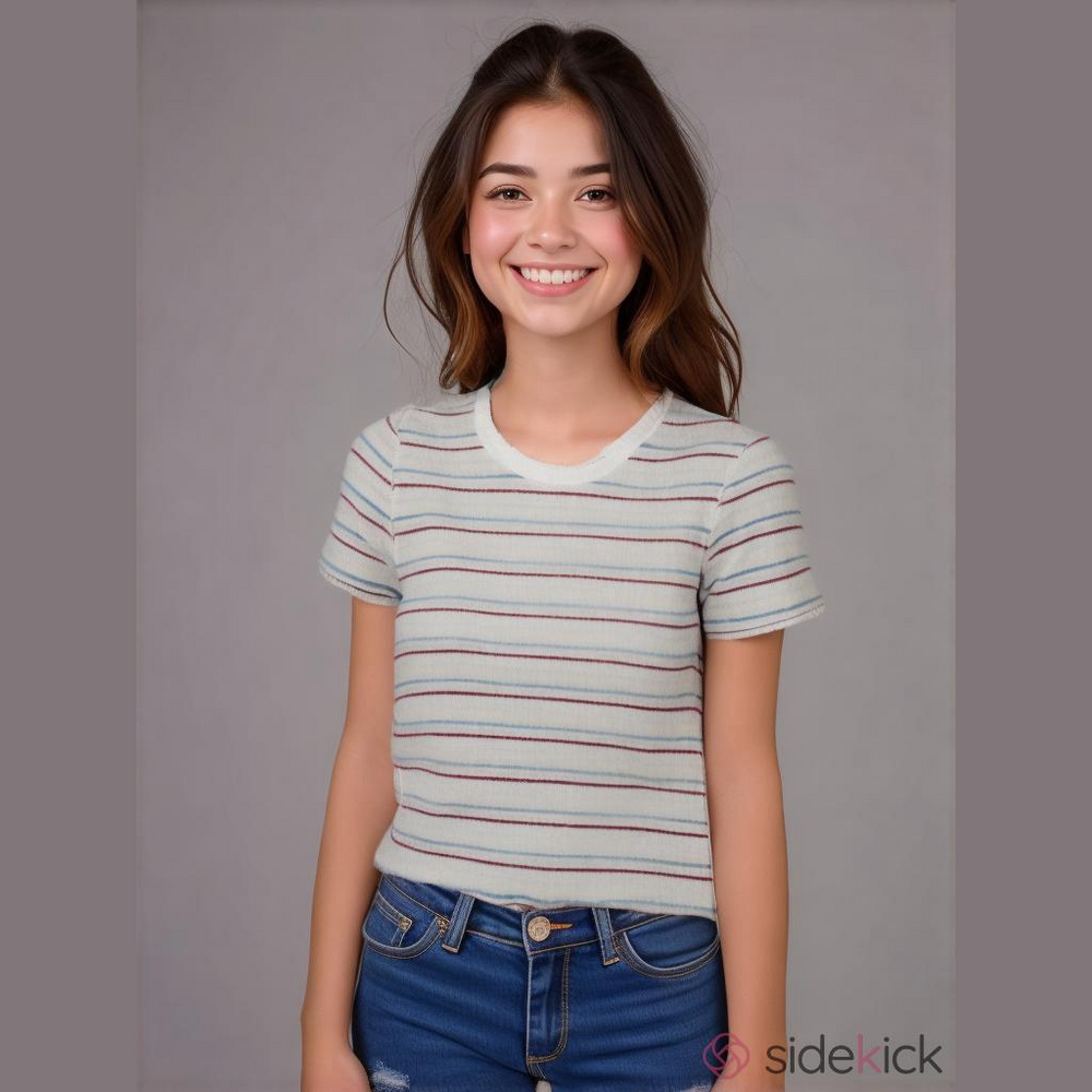 Women's Abercrombie & Fitch Striped T-Shirt - Size S - White/Maroon